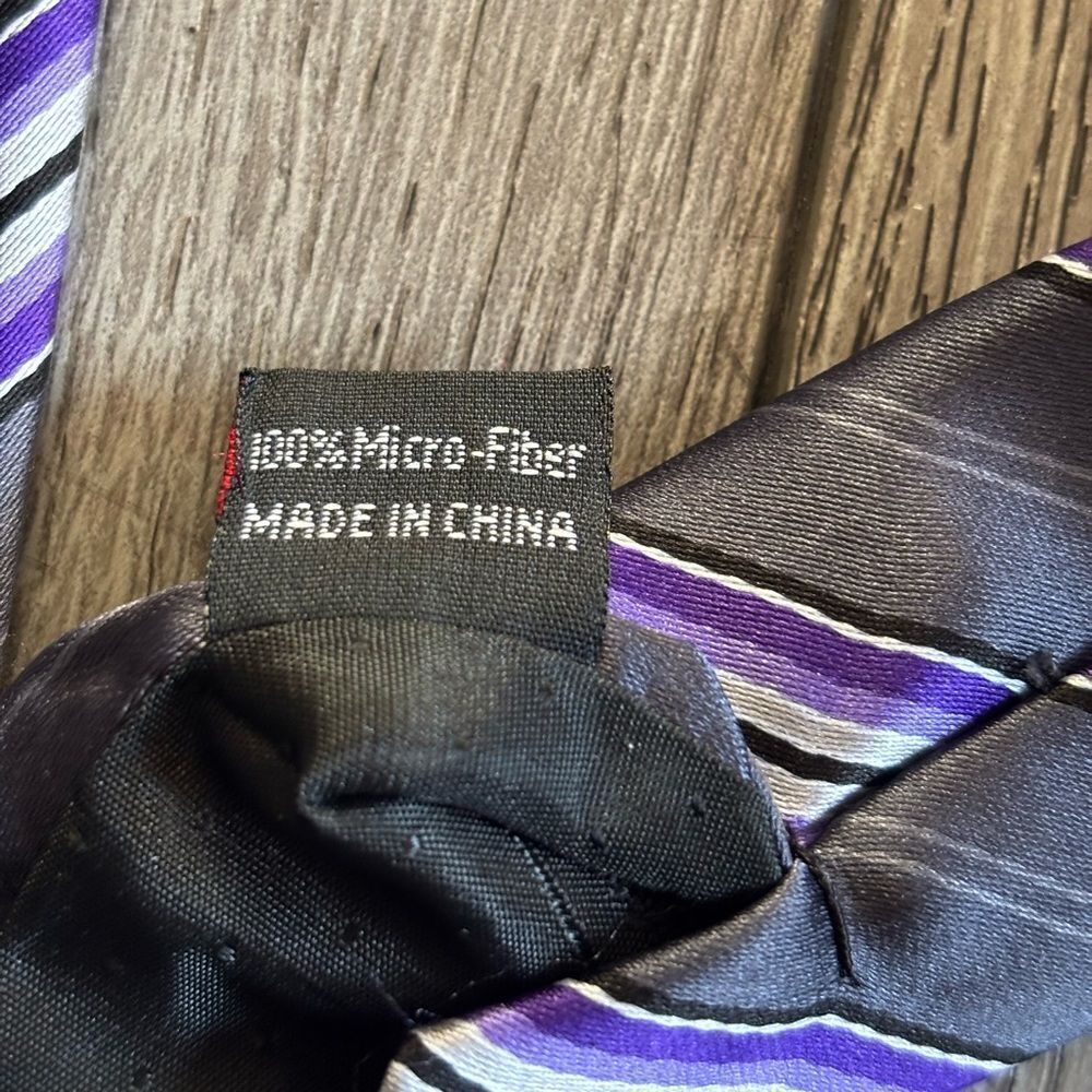 Brand Q Elegant Striped Purple Tie - Picture 5 of 5
